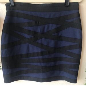 Express Black and Blue Bodycon Miniskirt